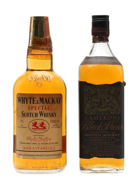 Whyte & Mackay 5yo & Camerons Black Prince Bottled 1970s 2 x 75cl