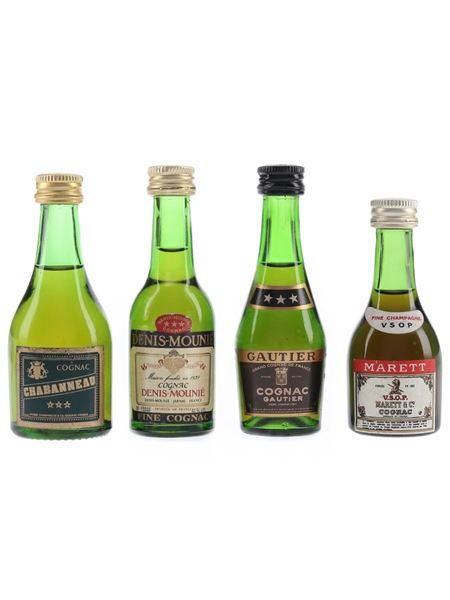 Assorted Cognac Chabanneau, Denis Mounie, Gautier & Marett 4 x 3cl / 40%