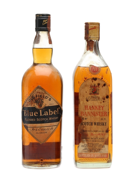 Oldfield's Blue Label & Hankey Bannister Bottled 1970s 2 x 75cl