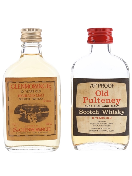 Glenmorangie 10 Year Old & Old Pulteney 8 Year Old Bottled 1970s 2 x 5cl / 40%