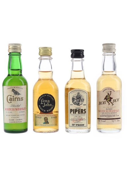 Assorted Blended Scotch Whisky Cairns, Long John, Hundred Pipers & Rob Roy 4 x 5cl / 40%