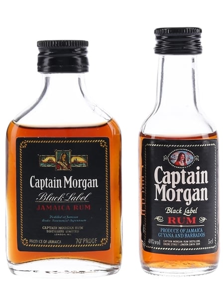 Captain Morgan Black Label Bottled 1970s & 1980s 2 x 5cl / 40%