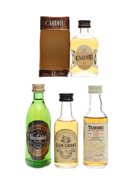 Assorted Speyside Single Malts Cardhu, Glenfiddich, Glen Grant & Tamdhu 4 x 5cl