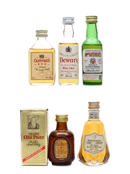 Assorted Blends Crawford's, Dewar's, Grand Old Parr, MacArthur's & President 5 x 5cl / 40%