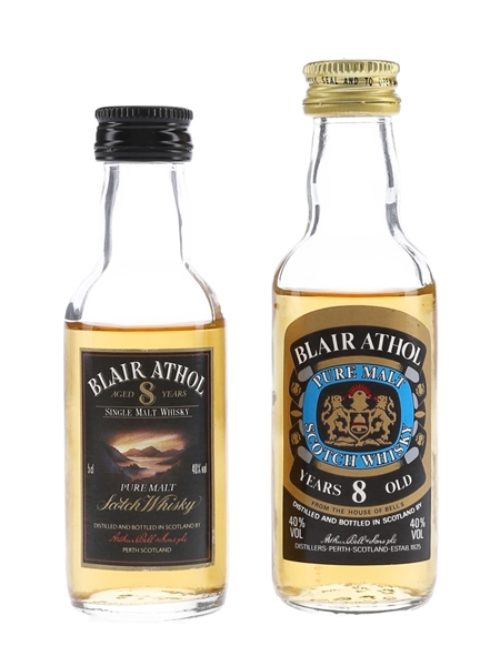 Blair Athol 8 Year Old Bottled 1980s - Arthur Bell & Sons 2 x 5cl / 40%