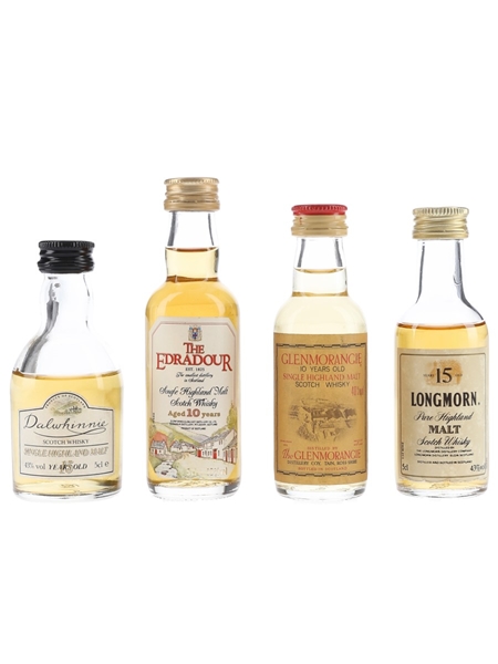 Assorted Single Malts Dalwhinnie, Edradour, Glenmorangie & Longmorn 4 x 5cl