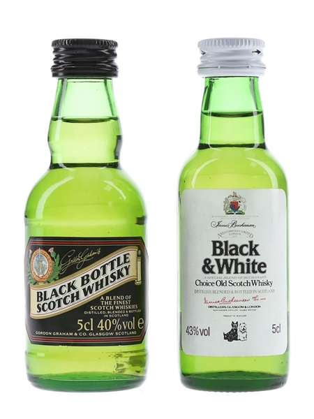 Black Bottle and Black & White  2 x 5cl