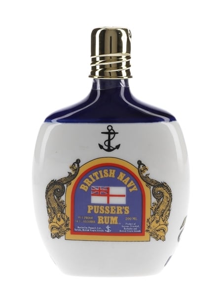 Pusser's Navy Rum Ceramic Hip Flask Bottled 1970s-1980s 20cl / 54.50%