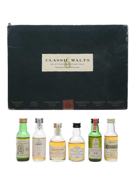 Classic Malts Of Scotland Miniatures Set Talisker, Oban, Glenkinchie, Dalwhinnie, Lagavulin (White Horse), Cragganmore 6 x 5cl