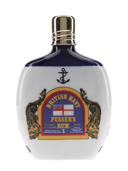 Pusser's Navy Rum Ceramic Hip Flask Bottled 1970s-1980s 20cl / 54.5%