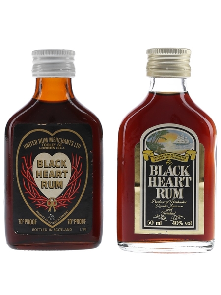 Black Heart Rum Bottled 1970s & 1980s 2 x 5cl / 40%