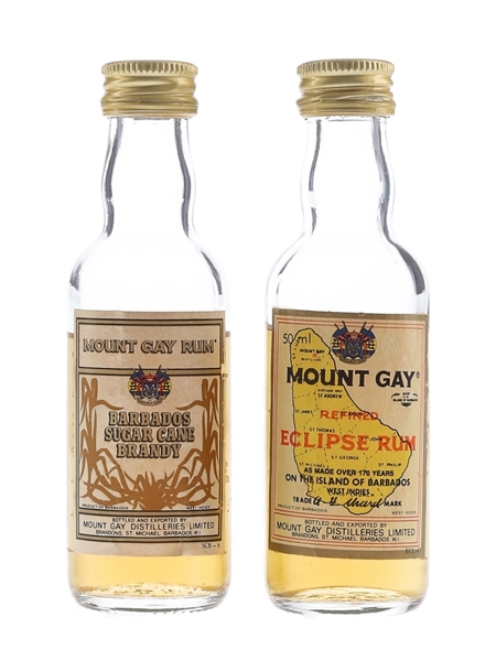 Mount Gay Barbados Sugar Cane Brandy & Eclipse Bottled 1970s-1980s 2 x 5cl