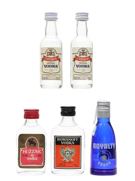 Assorted Vodka Chekov, Huzzar, Romanoff & Royalty 5 x 5cl