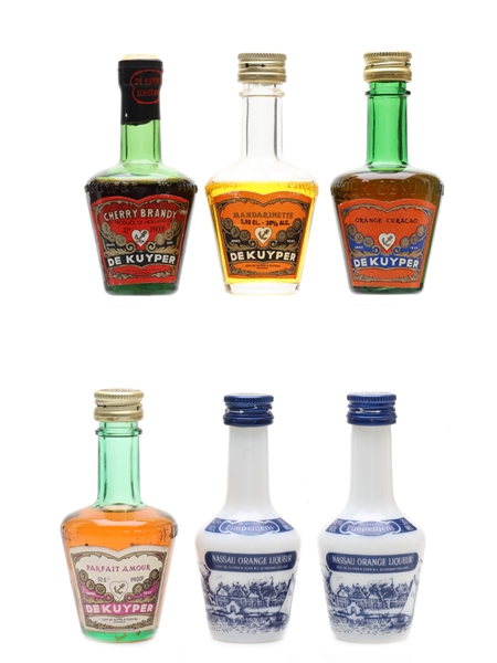 De Kuyper Liqueurs Bottled 1970s-1980s 6 x 3cl-3.5cl