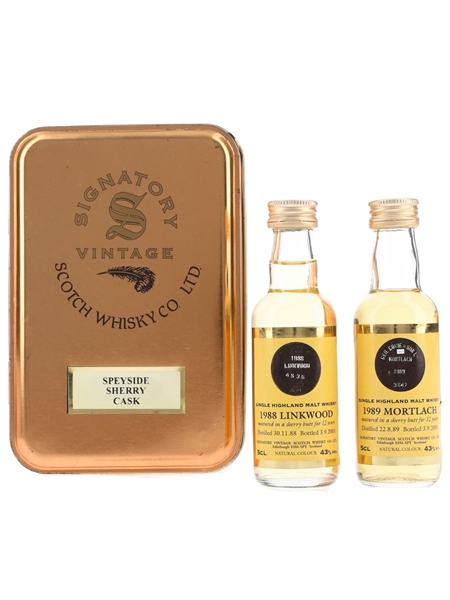 Linkwood 1988 & Mortlach 1989 Bottled 2001 - Signatory Vintage Speyside Set 2 x 5cl / 43%