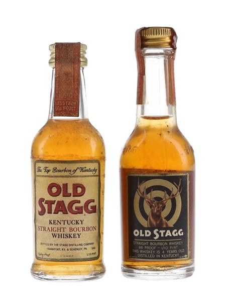 Old Stagg Kentucky Straight Bourbon Whiskey Bottled 1960s 2 x 4.7cl