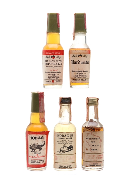 Assorted Kentucky Straight Bourbon Whiskey Bottled 1960s-1970s 5 x 4.7cl / 43%