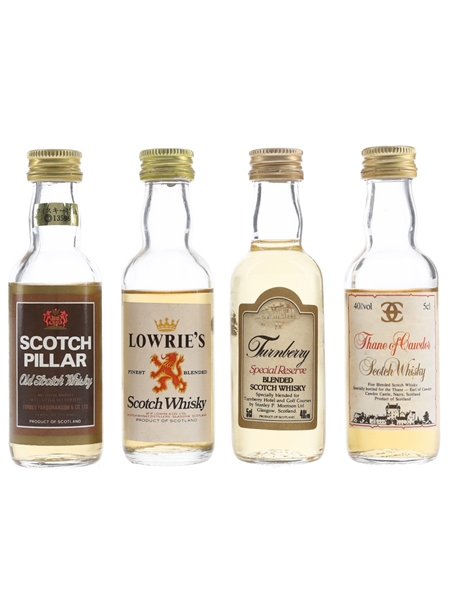 Assorted Blended Scotch Whisky Lowrie's, Scotch Pillar, Turnberry & Thane Of Cawdor 4 x 5cl