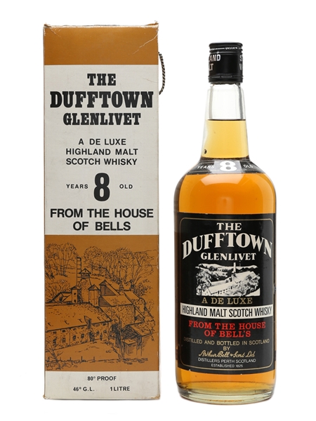 Dufftown-Glenlivet 8 Year Old Duty Free Bottled 1970s 100cl