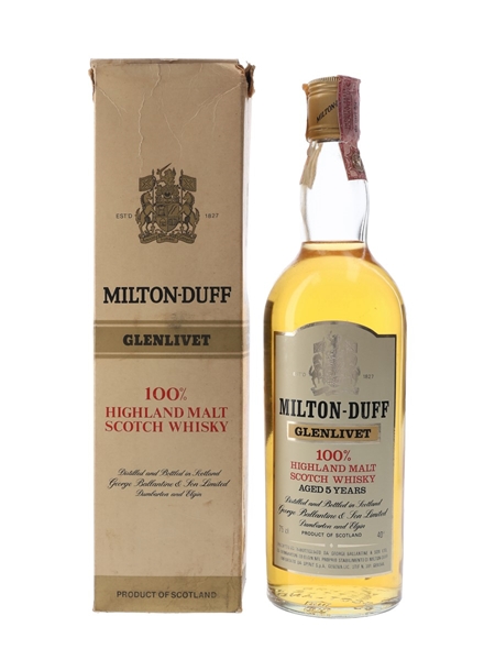 Miltonduff Glenlivet 5 Year Old Bottled 1970s - Spirit 75cl / 40%