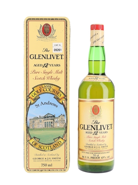 Glenlivet 12 Year Old Bottled 1980s - Classic Golf Courses St Andrews 75cl / 43%