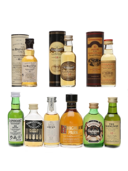 Assorted Single Malt Scotch Whisky inc HP 12yo 1980s 9 x Miniatures