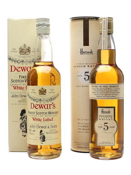 Dewar's Finest Scotch Whisky & Harrod's 5 Years Old 2 x 70cl 