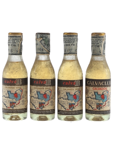 Calva Club Vieux Pay D'Auge Calvados Bottled 1960s-1970s - Soffiantino 4 x 4.5 / 42%