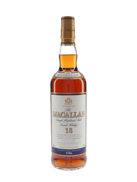 Macallan 18 Year Old Youngest Whisky Distilled In 1986 70cl / 43%