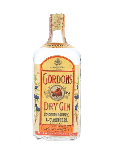 Gordon's Dry Gin Spring Cap Bottled 1950s-1960s - Wax & Vitale 75cl / 47%