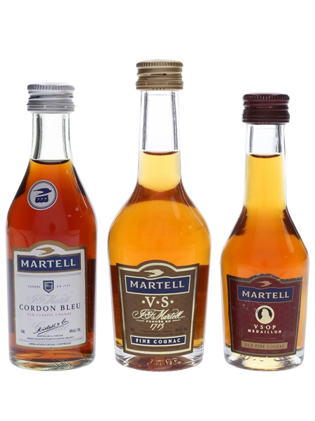 Martell Cordon Bleu, Medaillon & VSOP  3 x 3cl-5cl / 40%