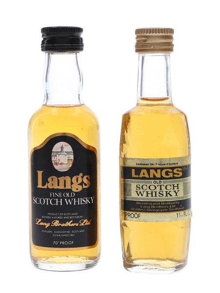 Langs Scotch Whisky Bottled 1970s - Lang Brothers 4.7cl & 5cl / 40%