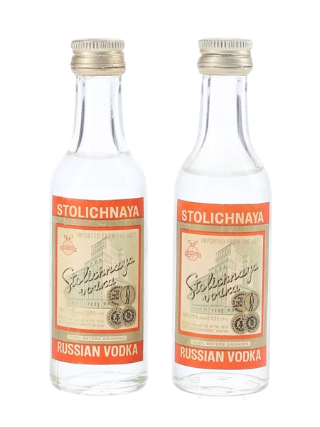 Stolichnaya Russian Vodka Bottled 1970s-1980s 2 x 5cl / 40%