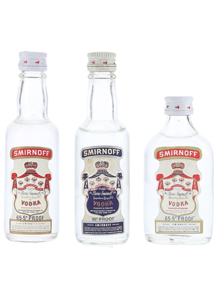 Smirnoff Vodka Bottled 1970s 3 x 5cl