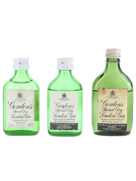 Gordon's Special Dry Gin Bottled 1960s, 1970s & 1990s 3 x 5cl