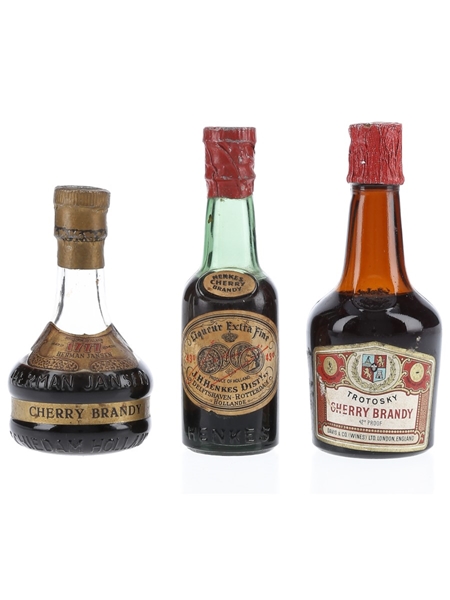 Henkes, Herman Jansen & Trotosky Cherry Brandy Bottled 1950s 3 x 5cl