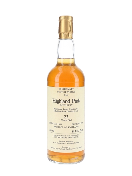 Highland Park 1963 23 Year Old Bottled 1986 - Corti Brothers - Signed Bottle 75cl / 43%