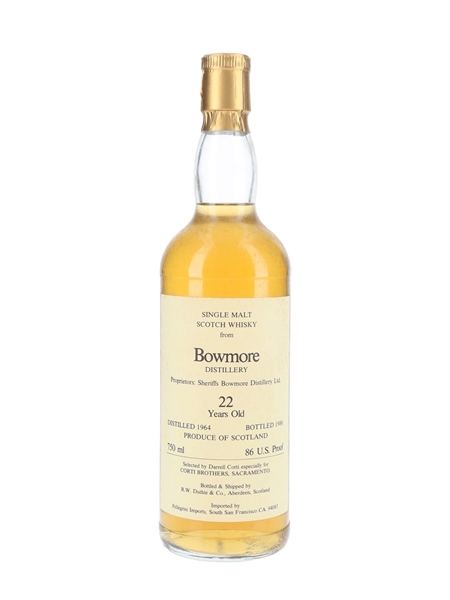 Bowmore 1964 22 Year Old Bottled 1986 - Corti Brothers - Signed Bottle 75cl / 43%