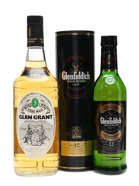 Glen Grant 1989 & Glenfiddich 12 Years Old 100cl & 50cl 