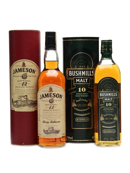 Jameson 12 Years Old Distillery Reserve & Bushmills 10 Years Old 2 x 70cl 