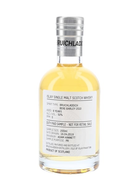 Bruichladdich Bere Barley 2010 8 Year Old Bottled 2019 - Duty Paid Sample 20cl / 50%