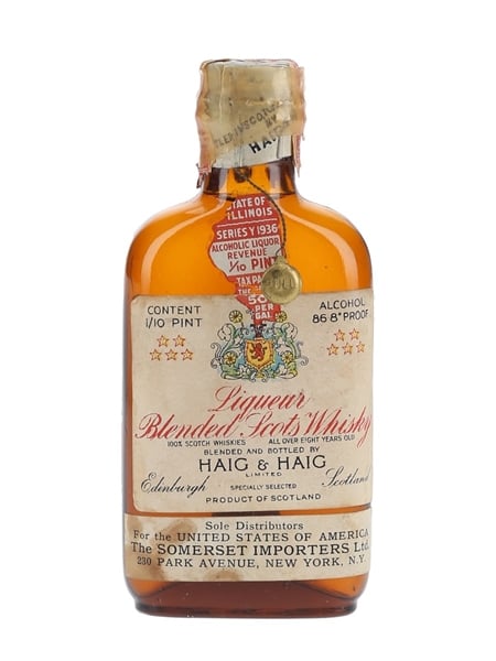 Haig & Haig Five Star 8 Year Old Spring Cap Bottled 1930s - Somerset Importers 4.7cl / 43.4%