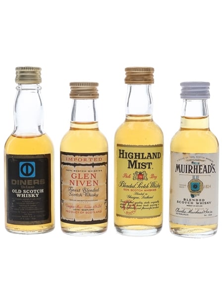 Assorted Blended Scotch Whisky Diners, Glen Niven, Highland Mist & Muirhead's 4 x 4.7cl-5cl