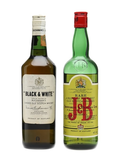 Black & White & J & B Bottled 1960s & 1980s 75cl