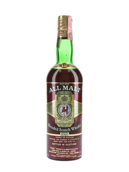 Berry Bros All Malt 12 Year Old Bottled 1970s - Soc Best 75cl / 43%