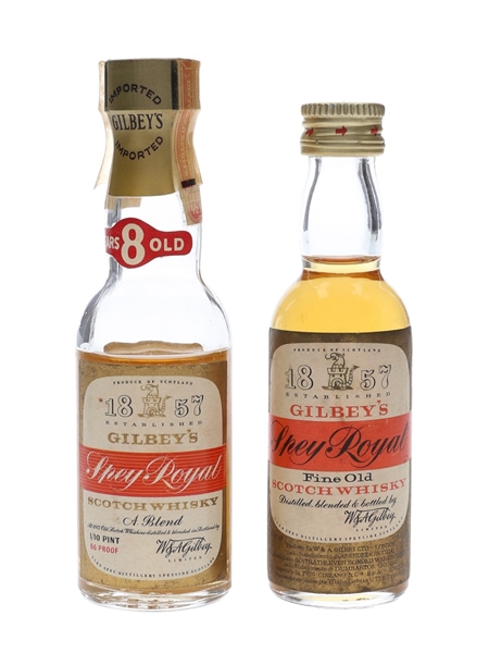 Gilbey's Spey Royal Bottled 1960s &1970s - W A Gilbey 2 x 3.9cl-4.7cl / 43%