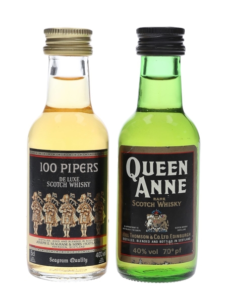 Seagram 100 Pipers & Queen Anne Bottled 1980s 2 x 5cl / 40%