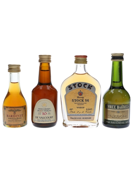 Bardinet, De Valcourt, Stock & Three Barrels  4 x 2.8cl-5cl