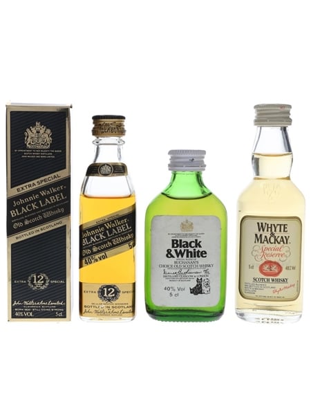 Black & White, Johhnie Walker And Whyte & Mackay  3 x 5cl / 40%