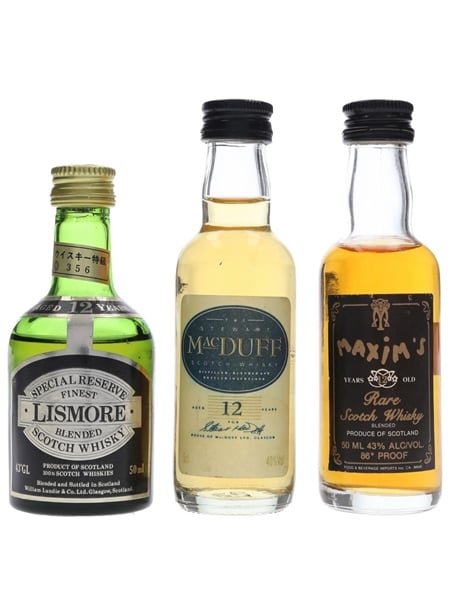 Maxim's, Lismore & Stewart MacDuff 12 Year Old  3 x 5cl